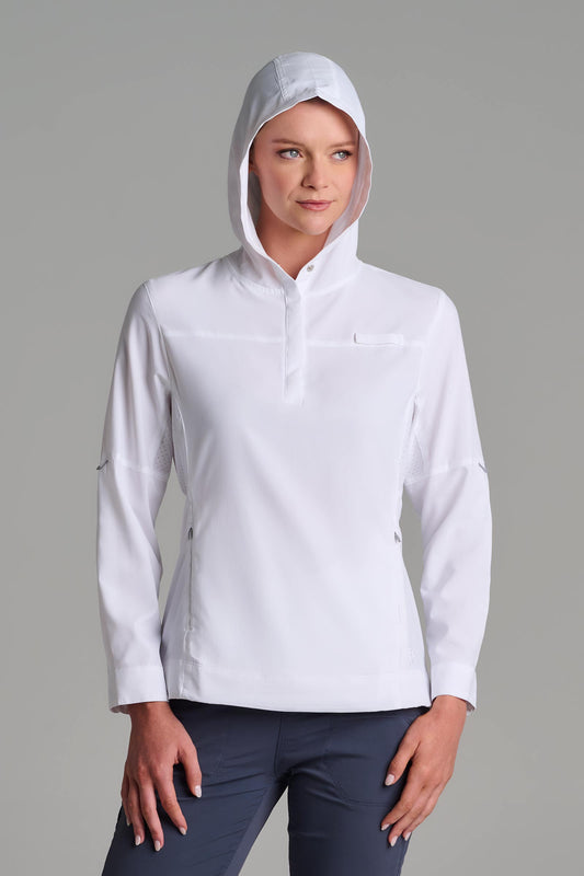 Sudadera Henley con capucha Sea Spray para mujer | Blanco