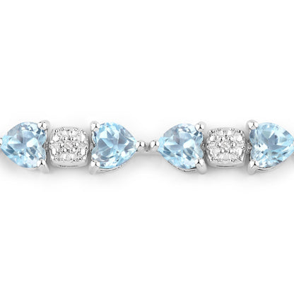 11.10 Carat Genuine Blue Topaz and White Diamond .925 Sterling Silver Bracelet