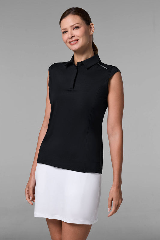 Polo sin mangas Dew-Sweeper Performance para mujer | Negro