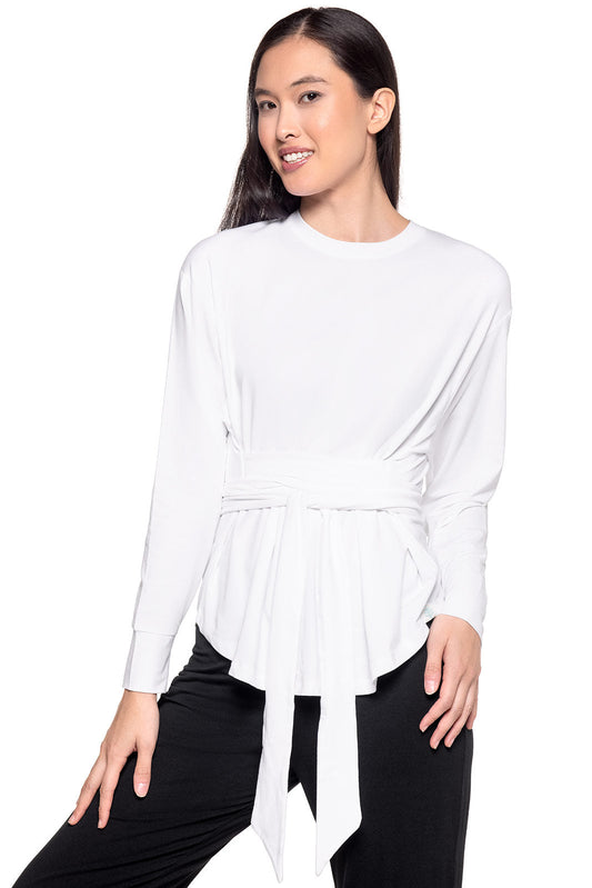 Camisa Merrick de manga larga con lazo para mujer | Blanco