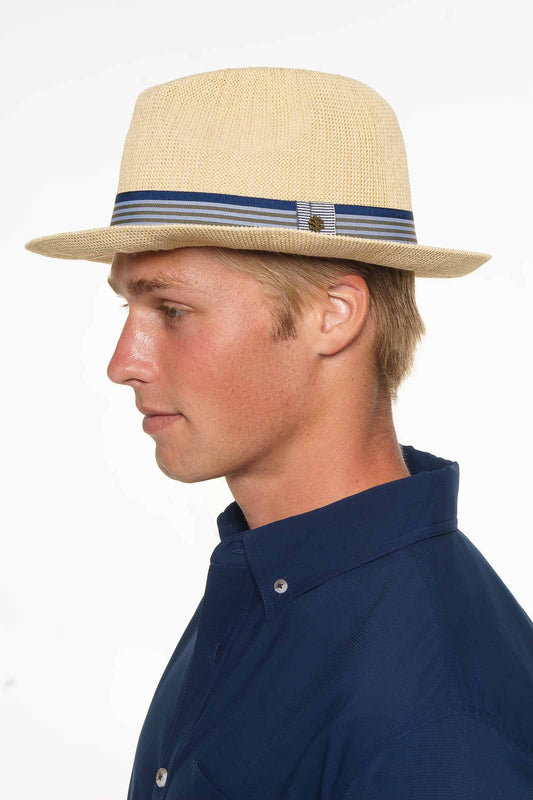 Fedora clásica de punto de poliéster para hombre 1st Street | Natural
