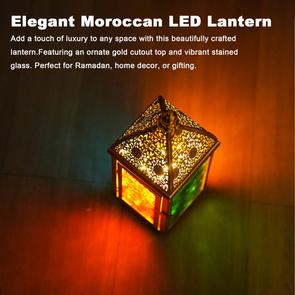 Gold Moroccan Lantern 12" H Battery Operated Decorative Lantern