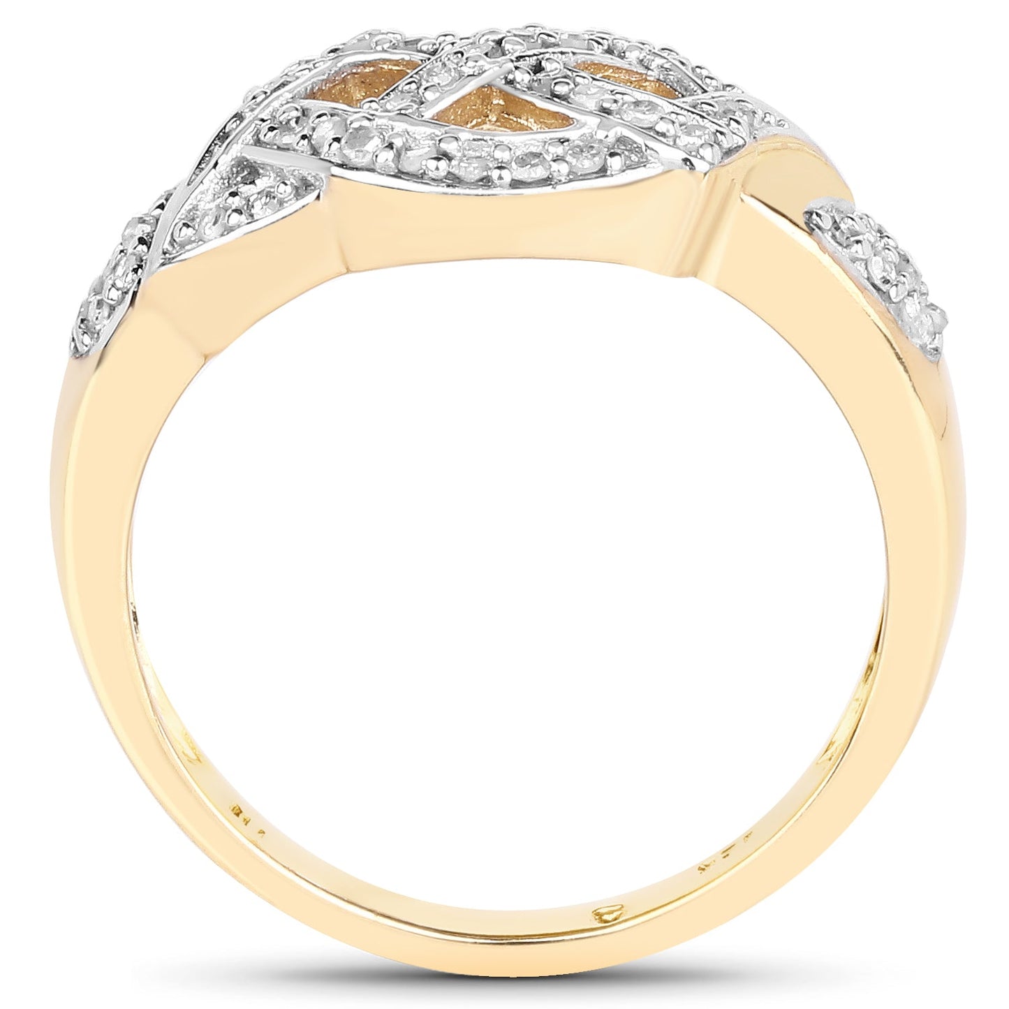 14K Yellow Gold Plated 0.21 Carat Genuine White Diamond .925 Sterling Silver Ring