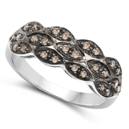 0.31 Carat Genuine Champagne Diamond .925 Sterling Silver Ring