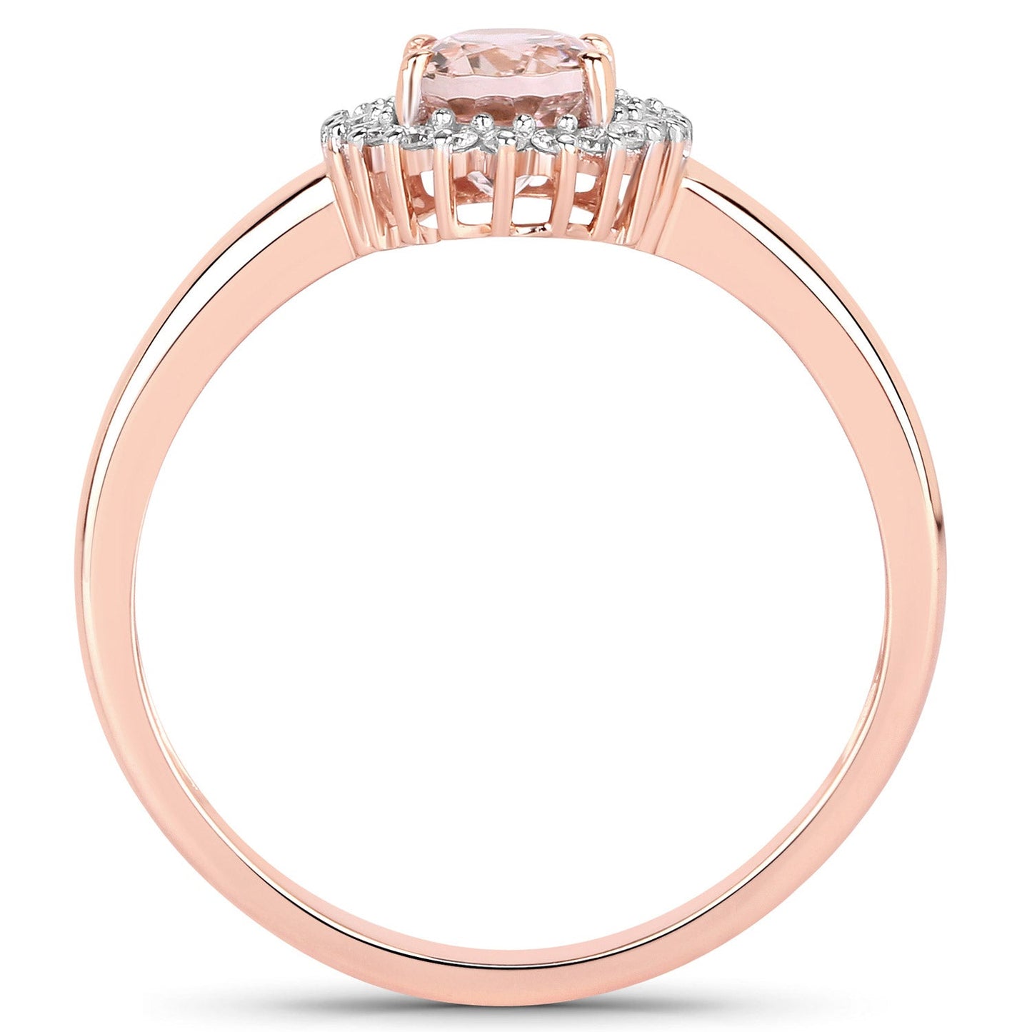 0.81 Carat Genuine Morganite and White Diamond 14K Rose Gold Ring