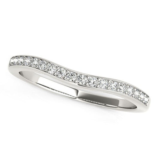 Bague de mariage incurvée en or blanc 14 carats et diamants (1/4 ct poids total)