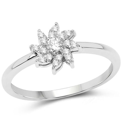 0.18 Carat Genuine White Diamond 14K White Gold Ring (E-F-G Color, SI Clarity)