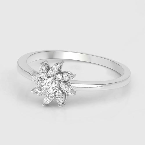 0.18 Carat Genuine White Diamond 14K White Gold Ring (E-F-G Color, SI Clarity)