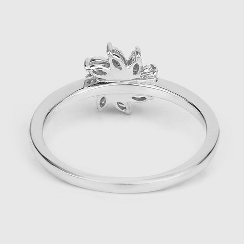 0.18 Carat Genuine White Diamond 14K White Gold Ring (E-F-G Color, SI Clarity)