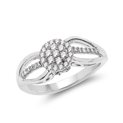 0.25 Carat Genuine White Diamond 14K White Gold Ring (E-F Color, SI Clarity)