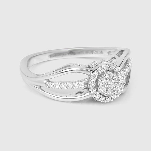 0.25 Carat Genuine White Diamond 14K White Gold Ring (E-F Color, SI Clarity)