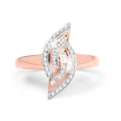 0.29 Carat Genuine White Diamond 14K Rose Gold Ring (E-F Color, SI1-SI2 Clarity)