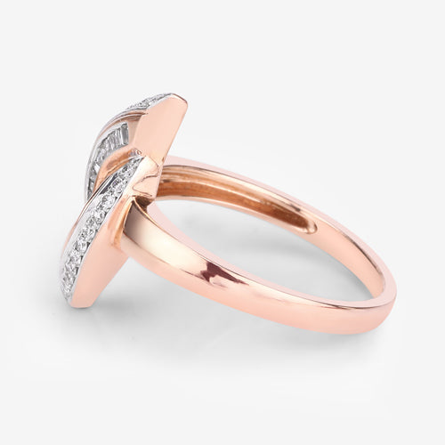 0.29 Carat Genuine White Diamond 14K Rose Gold Ring (E-F Color, SI1-SI2 Clarity)