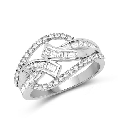 0.72 Carat Genuine White Diamond 14K White Gold Ring (E-F-G Color, VS-SI Clarity)