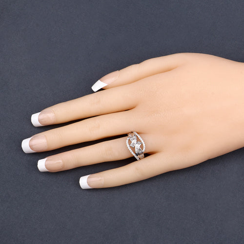 0.72 Carat Genuine White Diamond 14K White Gold Ring (E-F-G Color, VS-SI Clarity)
