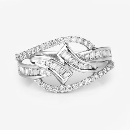 0.72 Carat Genuine White Diamond 14K White Gold Ring (E-F-G Color, VS-SI Clarity)