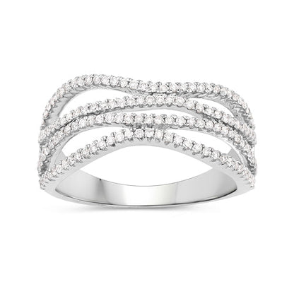 0.46 Carat Genuine White Diamond 14K White Gold Ring (F-G Color, SI Clarity)