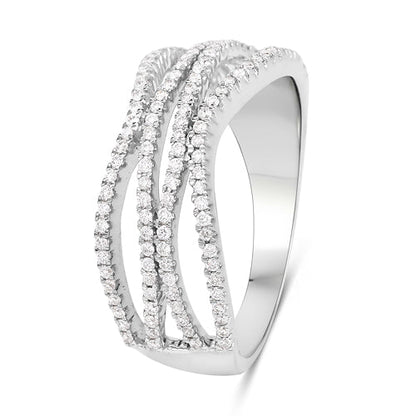 0.46 Carat Genuine White Diamond 14K White Gold Ring (F-G Color, SI Clarity)