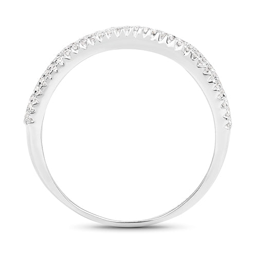 0.46 Carat Genuine White Diamond 14K White Gold Ring (F-G Color, SI Clarity)