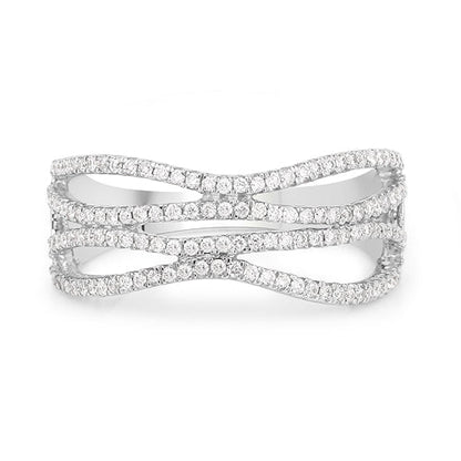 0.46 Carat Genuine White Diamond 14K White Gold Ring (F-G Color, SI Clarity)