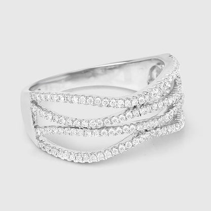 0.46 Carat Genuine White Diamond 14K White Gold Ring (F-G Color, SI Clarity)