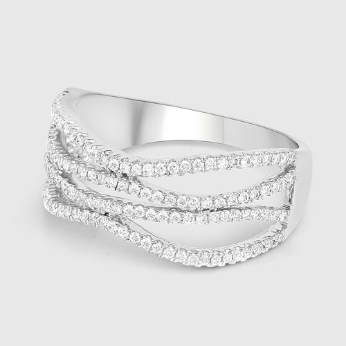 0.46 Carat Genuine White Diamond 14K White Gold Ring (F-G Color, SI Clarity)