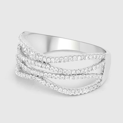 0.46 Carat Genuine White Diamond 14K White Gold Ring (F-G Color, SI Clarity)