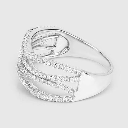 0.46 Carat Genuine White Diamond 14K White Gold Ring (F-G Color, SI Clarity)