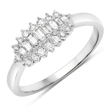 0.37 Carat Genuine White Diamond 14K White Gold Ring (E-F Color, VS-SI Clarity)