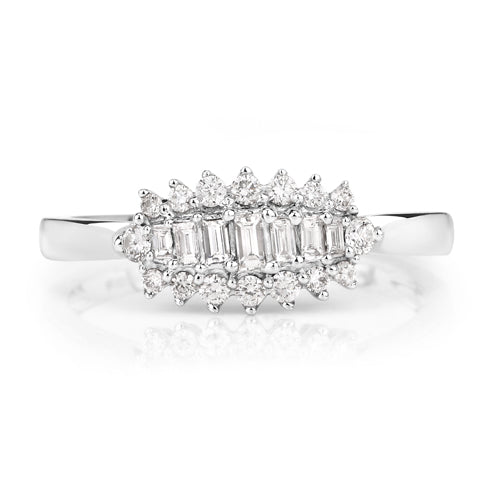 0.37 Carat Genuine White Diamond 14K White Gold Ring (E-F Color, VS-SI Clarity)