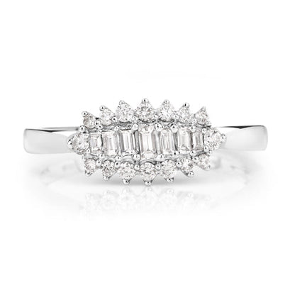 0.37 Carat Genuine White Diamond 14K White Gold Ring (E-F Color, VS-SI Clarity)