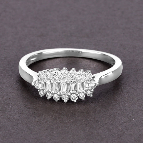 0.37 Carat Genuine White Diamond 14K White Gold Ring (E-F Color, VS-SI Clarity)