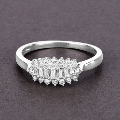 0.37 Carat Genuine White Diamond 14K White Gold Ring (E-F Color, VS-SI Clarity)
