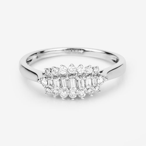 0.37 Carat Genuine White Diamond 14K White Gold Ring (E-F Color, VS-SI Clarity)