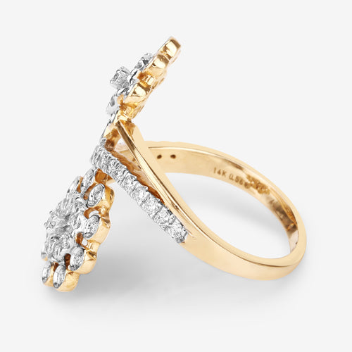 0.56 Carat Genuine White Diamond 14K Yellow Gold Ring (E-F Color, SI1-SI2 Clarity)