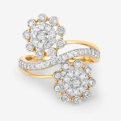 0.56 Carat Genuine White Diamond 14K Yellow Gold Ring (E-F Color, SI1-SI2 Clarity)