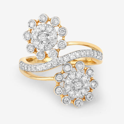 0.56 Carat Genuine White Diamond 14K Yellow Gold Ring (E-F Color, SI1-SI2 Clarity)