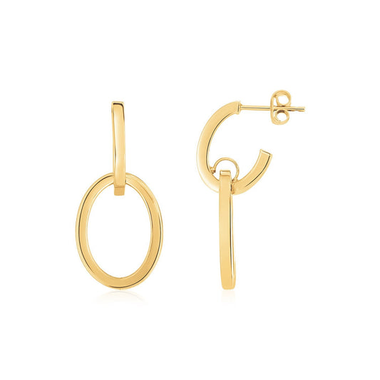 Boucles d'oreilles créoles pendantes entrelacées en or jaune 14 carats