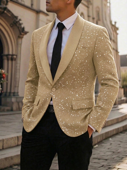 2026 European And American Cross-Border Amazon Men's Suit Jacket Shiny Banquet Wedding Party Suit Men 230215