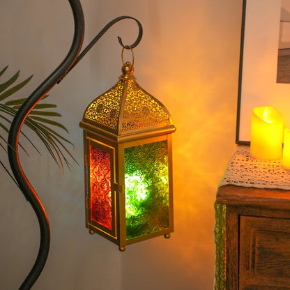 Gold Moroccan Lantern 12" H Battery Operated Decorative Lantern