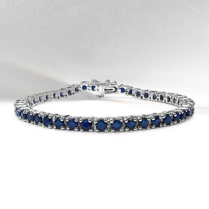 8.36 Carat Genuine Blue Sapphire .925 Sterling Silver Bracelet