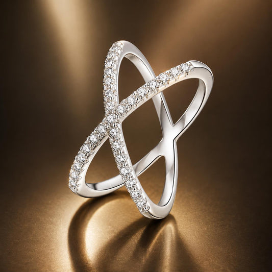 Bague en argent sterling S925 et moissanite, taille 8