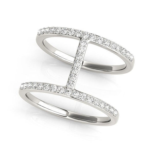 Bague en or blanc 14 carats à deux anneaux style pont avec diamants (3/8 cttw)