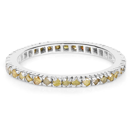 0.57 Carat Genuine Yellow Diamond .925 Sterling Silver Ring