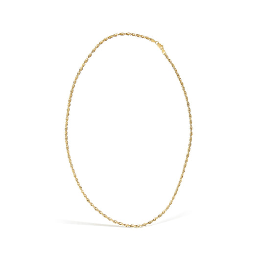 Collier Chaîne Corde Légère pour Homme en Or Jaune 10K Massif 3,2 mm