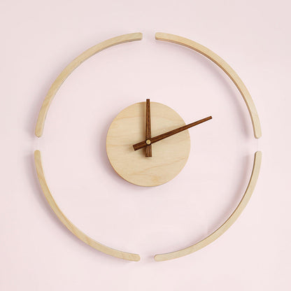 Creative Transparent Floating Wall Clock Nordic Simple Wooden Clock
