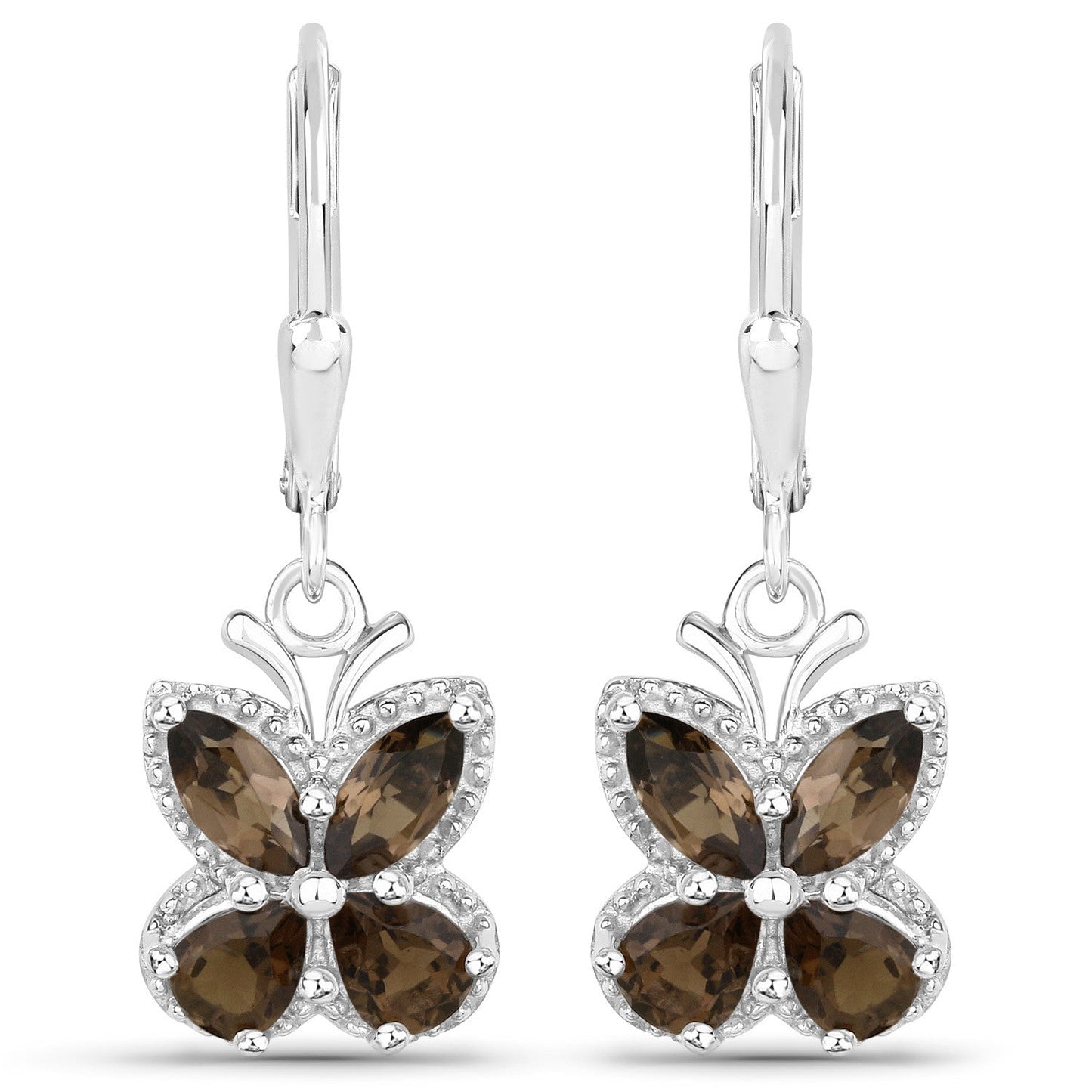 2.20 Carat Genuine Smoky Quartz .925 Sterling Silver Earrings