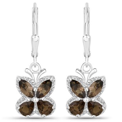 2.20 Carat Genuine Smoky Quartz .925 Sterling Silver Earrings