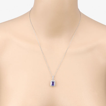 2.56 Carat Genuine Tanzanite and White Diamond 14K White Gold Pendant