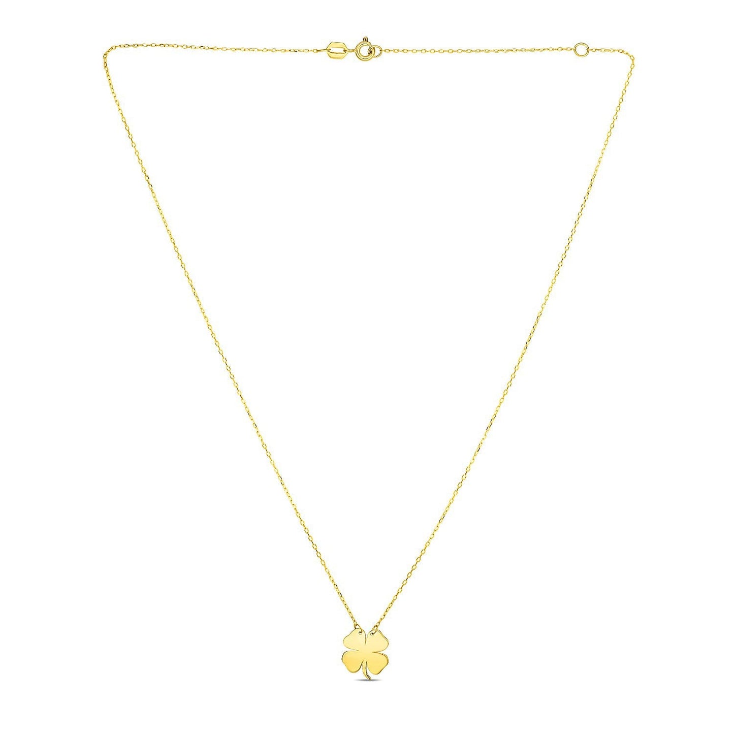 14K Yellow Gold Four Leaf Clover Necklace